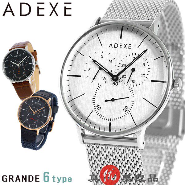 日本代购 adexe 男士三眼多功能薄表盘商务休闲日常石英手表