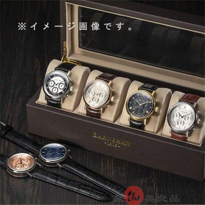 日本代购 earnshaw 男款复古英伦三眼表盘真皮商务休闲石英手表