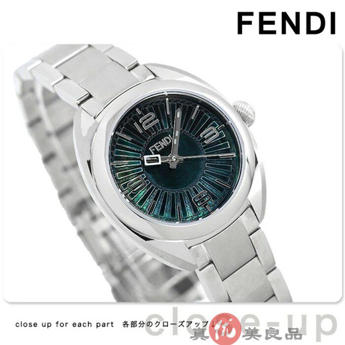 日本代购 fendi 瑞士原产 女款蓝宝石钢带休闲石英手表f218021500