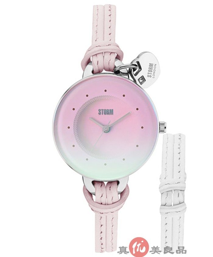 日本代购 STORM LONDON 女款极简炫彩糖果撞色表盘真皮休闲手表