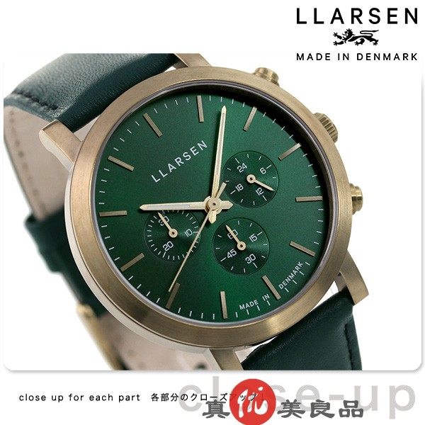 日本代购 llarsen 情侣男女款简约复古三眼多功能表盘真皮手表