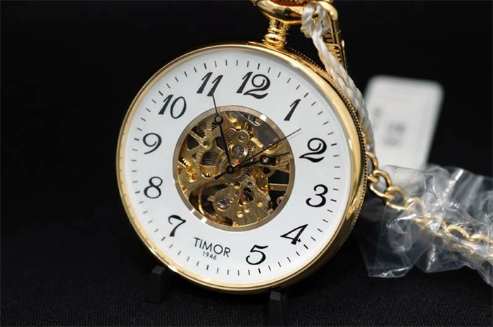 日本代购 timor 男士英伦复古镂空透底表盘手动机械怀表