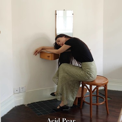 AcidPear 2024pre-fall 秋季新品气质蕾丝法式性感中长款鱼尾裙女