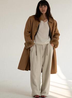 AcidPoire  限量黄金羊绒双面大衣袖口拼獭兔皮草老钱风稀有高奢