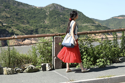 AcidPear最后一夏侯麦红重工压褶腰部交叉绑带小众设计半身长裙女