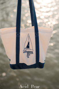 Acid 刺绣拼色帆布袋大容量便携妈咪包工作袋托特包 Poire