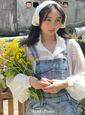 AcidPoire 原创自制设计女人香气温柔蕾丝花边夏季雪纺衬衫女