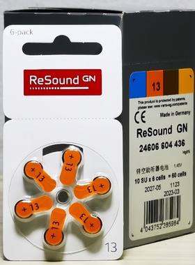 ReSound瑞声达原装进口助听器电池13/PR48纽扣电池耳机电子A13号