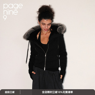 运动保暖修身 page 时尚 25aw秋季 连帽毛领卫衣外套上衣女 ninenine