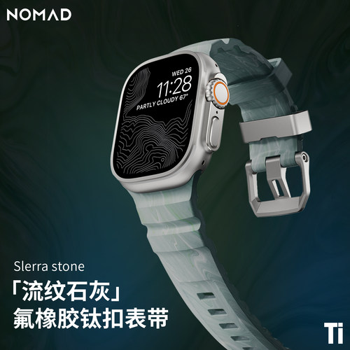 NOMAD适用苹果watch11 Ultra2/3氟橡胶手表带苹果s10表带钛合金扣