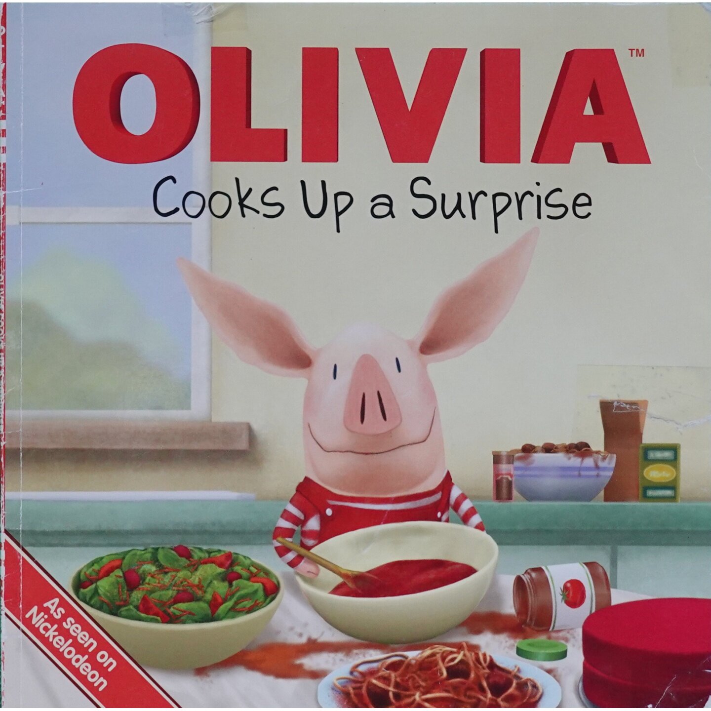 英语原版引进奥莉薇系列绘本OliviaCooksUpaSurprise讲述小猪奥莉薇为妈妈准备红色惊喜晚餐的温馨故事适合36岁亲子共读培养孩子