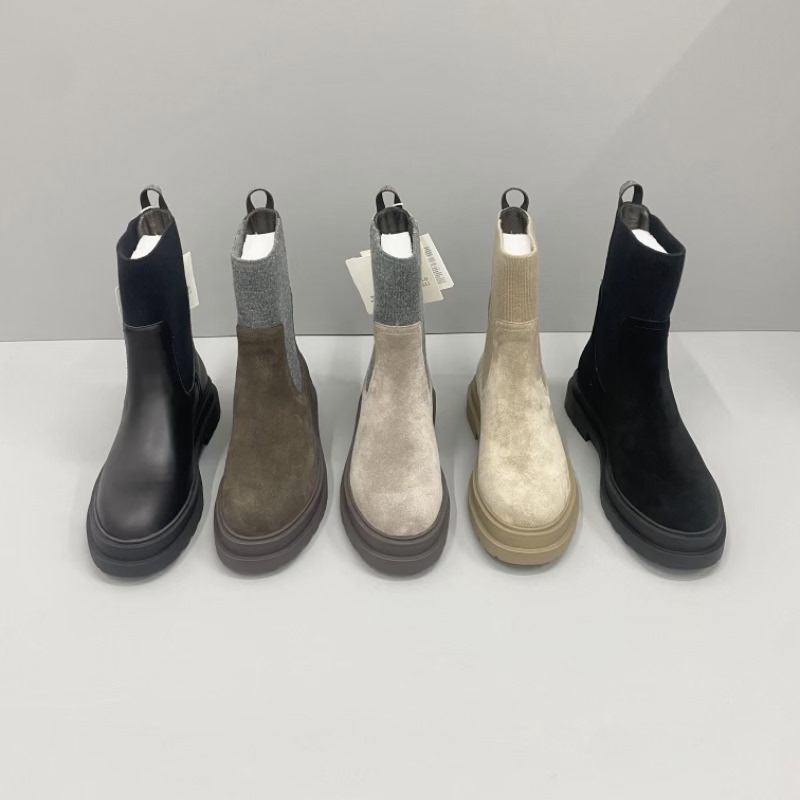 2025新款BC秋冬厚底女英伦风切尔西套脚弹力短靴真皮巨好看小众