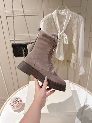 2025新款秋冬女切尔西真毛短靴厚底真皮休闲时尚珠链靴BC毛里棉鞋