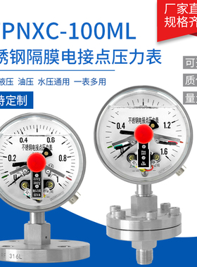 YTPNXC-100MF ML 不锈钢耐震电接点隔膜压力表 法兰螺纹 上海仪民