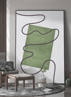 现代轻奢客厅玄关装饰画绿色极简线条抽象客厅背景墙壁卧室挂画