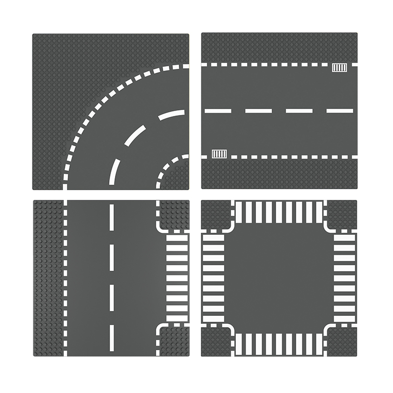 儿童路板城市街景底板马路公路道路T字板小颗粒积木玩具场景街道 玩具/童车/益智/积木/模型 普通塑料积木 原图主图