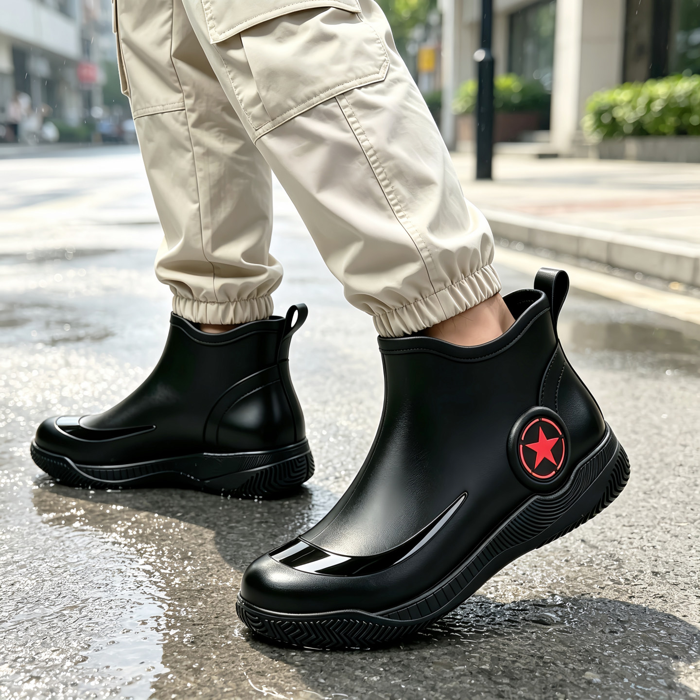 短筒雨鞋男士时尚防滑防水鞋工作水靴加厚底耐磨厨房胶鞋外卖骑手