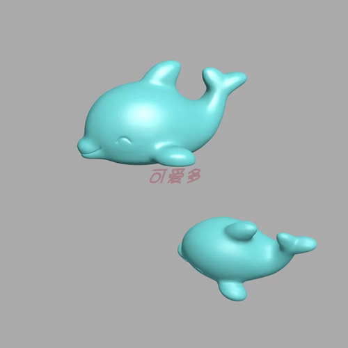 可爱小海豚三维立体图3d打印stl文件圆雕图雕刻机3d模型E34