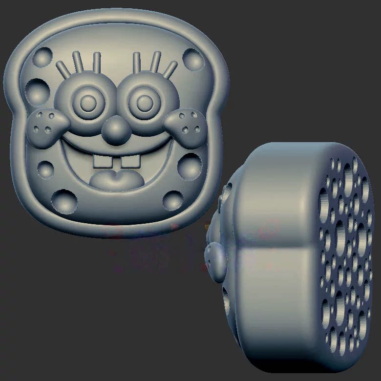 海绵宝宝吐司三维立体图3d打印stl文件圆雕图雕刻机3d模型2329