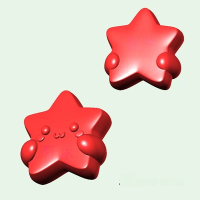 卡通星星三维立体图圆雕图STL文件3D打印模型木雕配饰简约obj/fbx