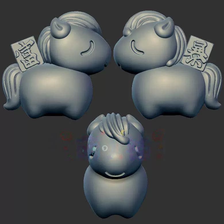 小马驹暴富马三维立体图3d打印stl文件圆雕图雕刻机3d模型2230