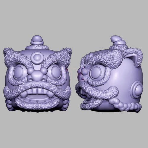 醒狮头舞狮头三维立体图圆雕图STL文件电脑雕刻机3D打印模型2646