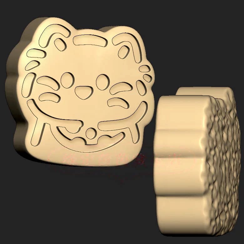 猫咪饼干卡通小猫饼干三维立体图圆雕图纸stl文件雕刻机3d模型250