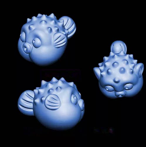河豚三维立体图圆雕图文件电脑雕刻3d打印模型