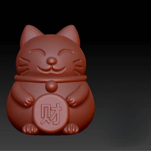 三维立体图圆雕图3d打印stl格式 招财猫摆件 3d模型 3276