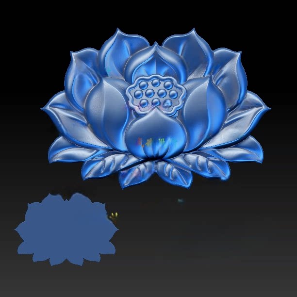 荷花 莲花 精雕图JDP 单面 STL模型图玉雕图3D打印1544