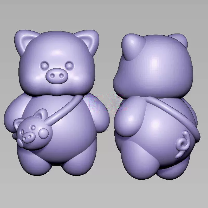 小猪背小猪包三维立体图电脑圆雕雕刻图纸stl文件3d打印模型1903