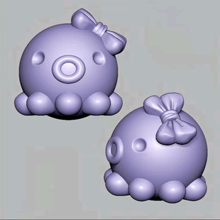 obj 章鱼八爪鱼八方来财三维立体图圆雕图STL文件雕刻机3D模型stl