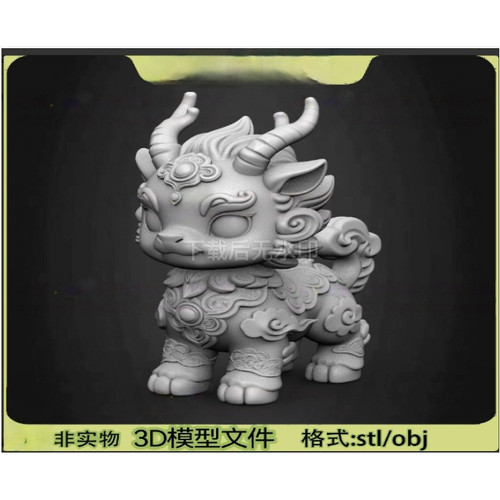 卡通可爱貔貅神兽2麒麟模型STL文件OBJ雕刻素材立体图3D打印模型