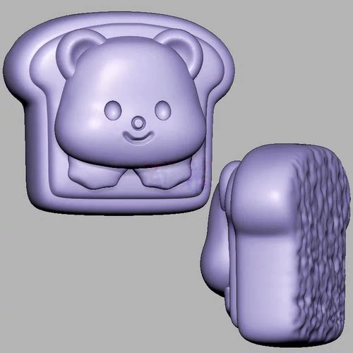 黄油小熊面包吐司面包三维立体图圆雕图STL文件雕刻机3D模型3510