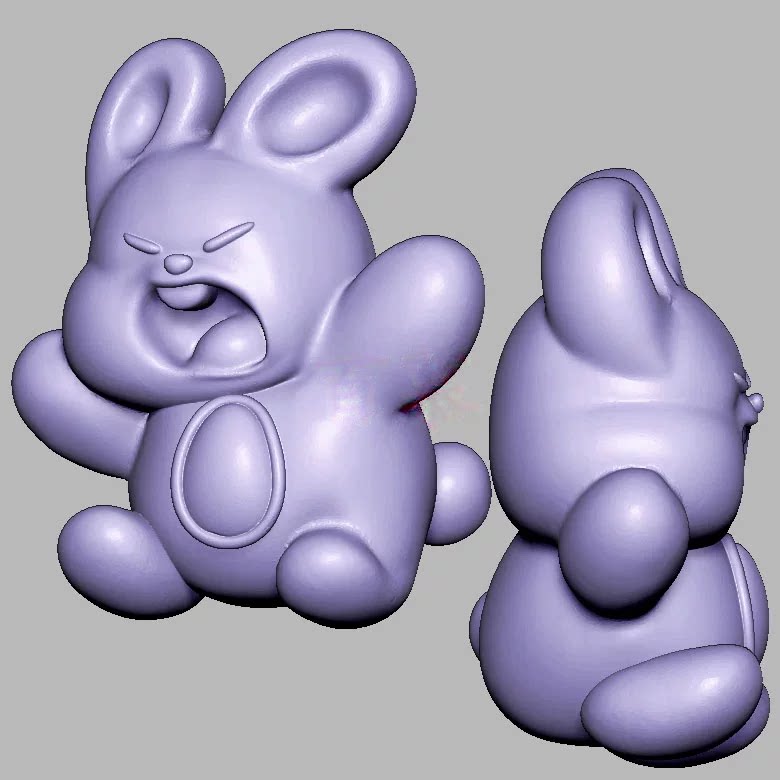 生肖兔小兔子卡通兔子三维立体图圆雕图STL文件雕刻机3D模型3586
