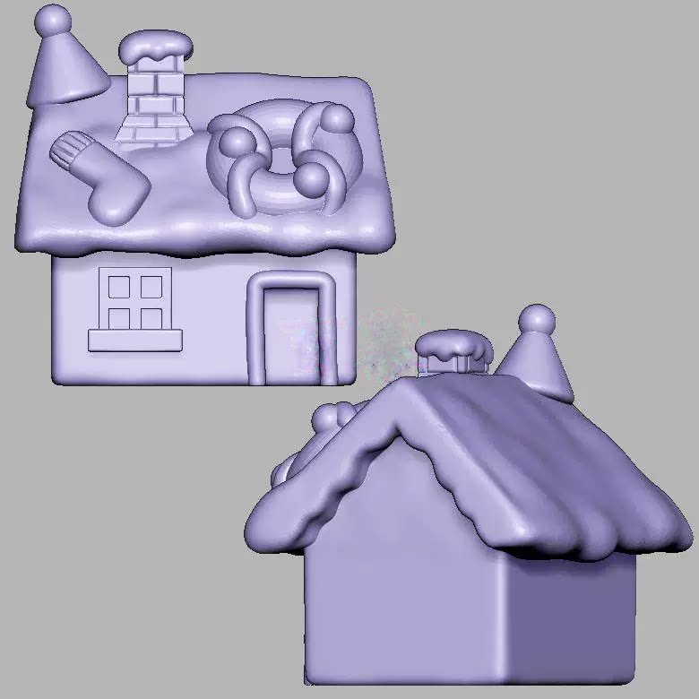 圣诞屋姜饼屋小房子三维立体图圆雕图STL文件雕刻机3D模型3191