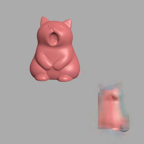 精雕图打哈欠的睡觉小猫立体圆雕图STL格式机雕文件3D打印模型D19