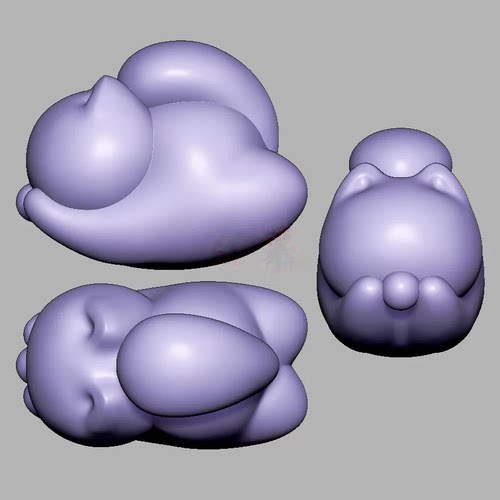 无相猫趴趴猫三维立体图圆雕图雕刻机STL文件3D打印模型3610