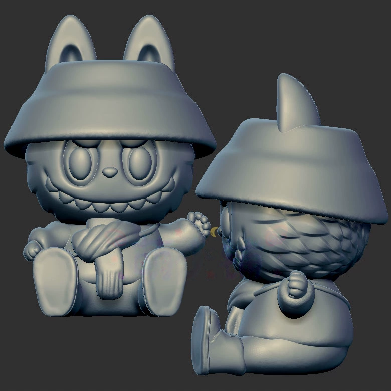 渔夫帽拉布布三维立体图3d打印stl文件圆雕图雕刻机3d模型1958