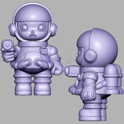 宇航员molly茉莉三维立体图圆雕图STL文件雕刻机3D模型2915