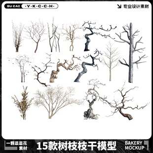 Blender C4d Fbx树枝树干枝条植物树木枯树枝模型素材源文件A453