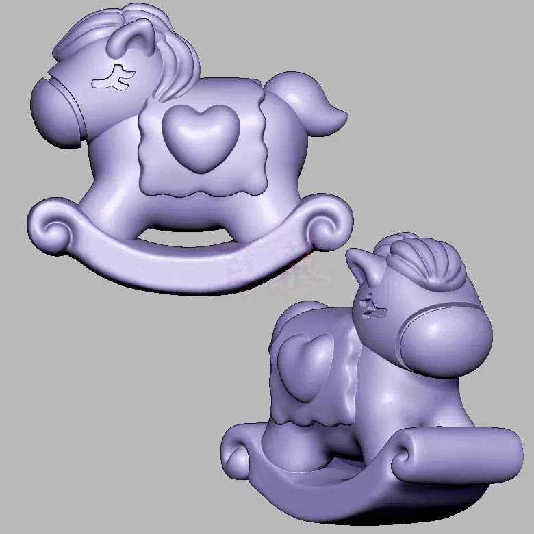 木马爱心小马生肖马三维立体图圆雕图STL文件雕刻机3D模型3528