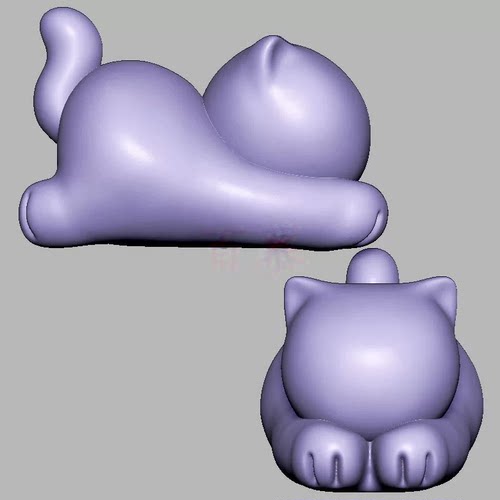 无相猫趴趴猫三维立体图3d打印STL文件圆雕图雕刻机3D模型2776