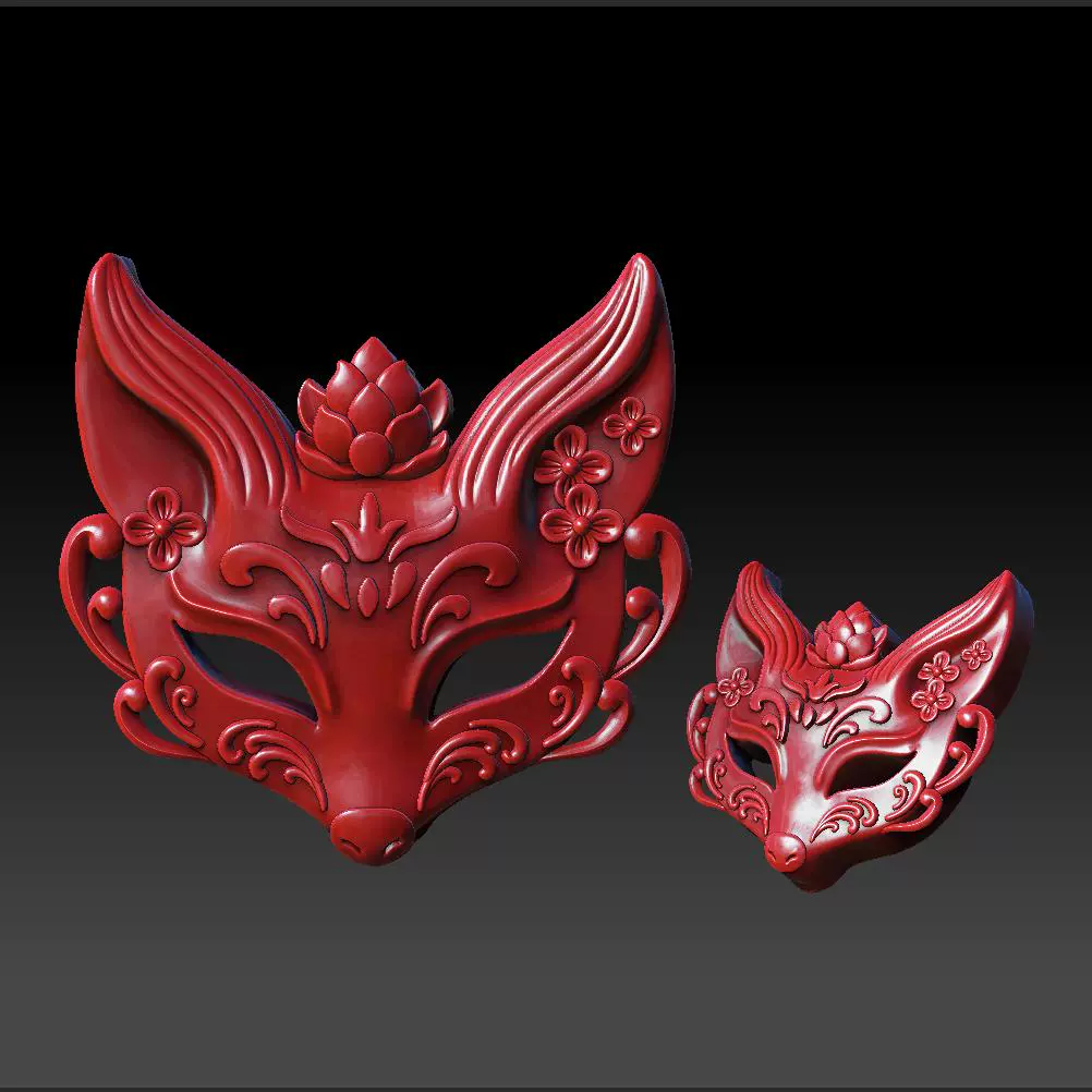 狐狸面具 精雕图JDP 单面 STL模型图玉雕图3D打印1805