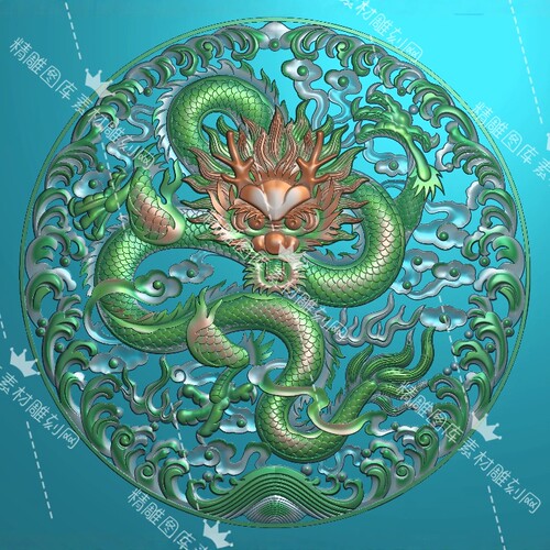 精雕图圆盘龙云龙圆匾圆屏挂匾浮雕圆龙戏珠柜门浮雕真龙S1869