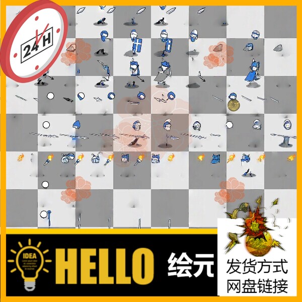 10套 火柴人升级换装对战塔防spine骨骼动画游戏手游素材