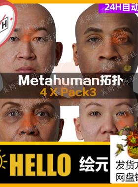 4套Metahuman拓扑人头扫描贴图超写实扫描头部脸部3DScan store1