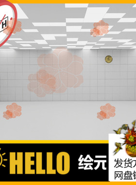 vr虚拟空间三维模型3d素材blender/c4d/fbx/obj展厅展台场景