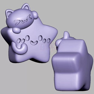 躲猫猫星星猫咪甜星猫三维立体图圆雕图STL文件雕刻机3D模型3599