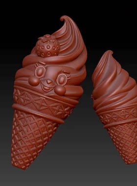 三维立体图圆雕图3d打印stl格式 草莓冰淇淋 3d模型 3308